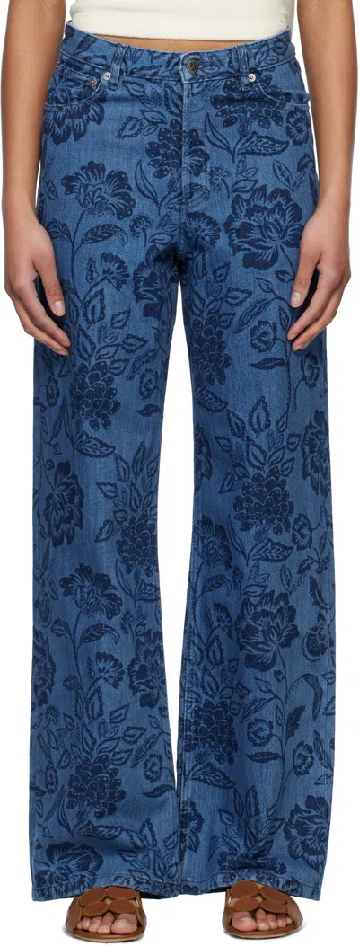 Apc Blue Elisabeth Jeans In Ial Washed Indigo