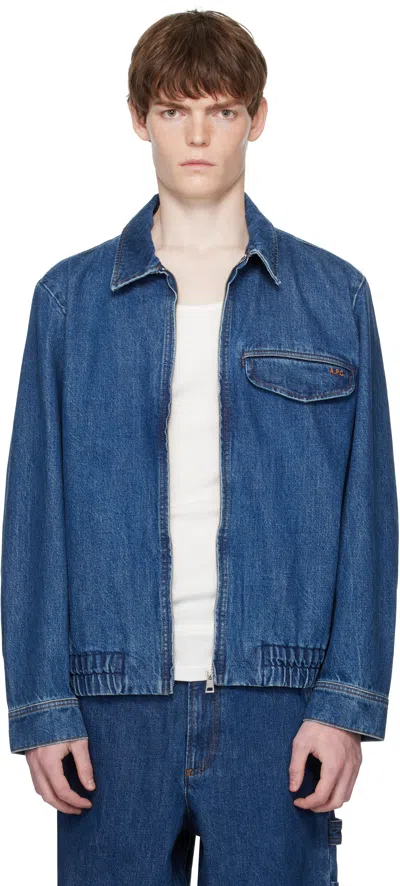 Apc Blue Fabrizio Zippé Denim Jacket
