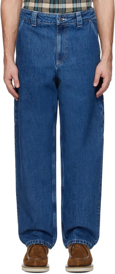 Apc Blue Fergus Jeans In Ial Washed Indigo
