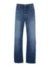 Apc Blue Five-pocket Jeans With All-over Paint Effect In Cotton Man In Blue