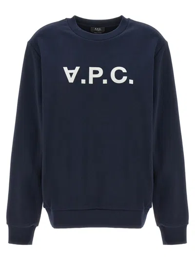APC BLUE FRONT FLOCKED LOGO SWEATSHIRT