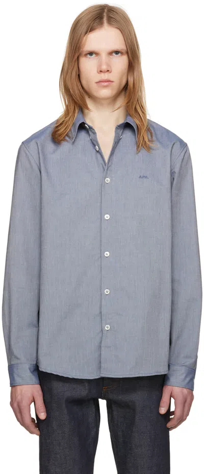 Apc Blue Greg Shirt In Iaj Marine
