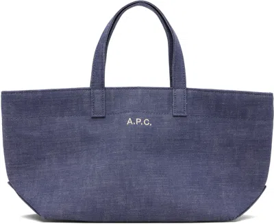 A.p.c. Blue 'le Drummer' Toile Small Tote