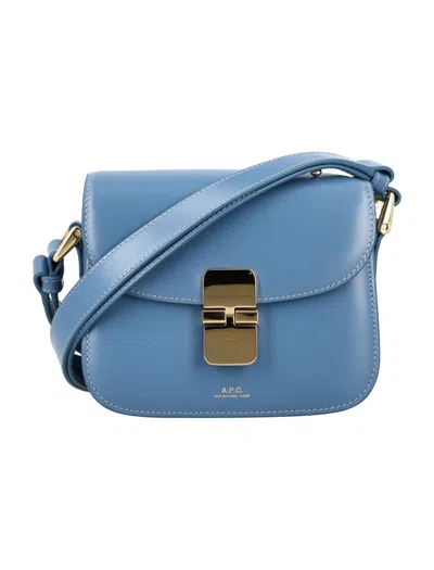 Apc Blue Leather Mini Handbag For Women By