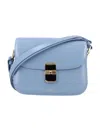 Apc Grace Small Light Blue Shoulder Bag With Flap And Adjustable Shoulder Strap In Leather Woman In Blue