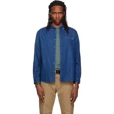 A.p.c. Blue Lightweight Denim Shirt In Iai Indigo