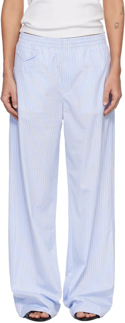 A.p.c. Striped Wide-leg Trousers In Blue