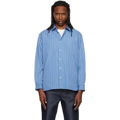A.p.c. Blue Malo Logo Shirt In Iac Blue Grey