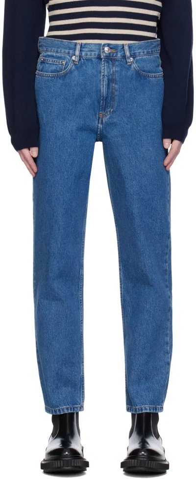 Apc Blue Martin Jeans In Ial Washed Indigo