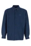 Apc A.p.c. Button-down Denim Shirt With Logo Detail In Blue