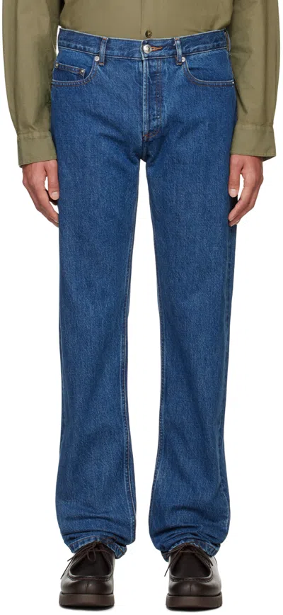 Apc Blue New Standard Jeans In Ial Washed Indigo