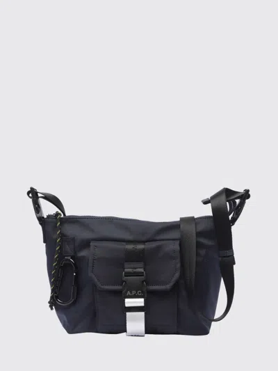 A.p.c. Blue Nylon Crossbody Bag With Applied Logo And Zip Closure