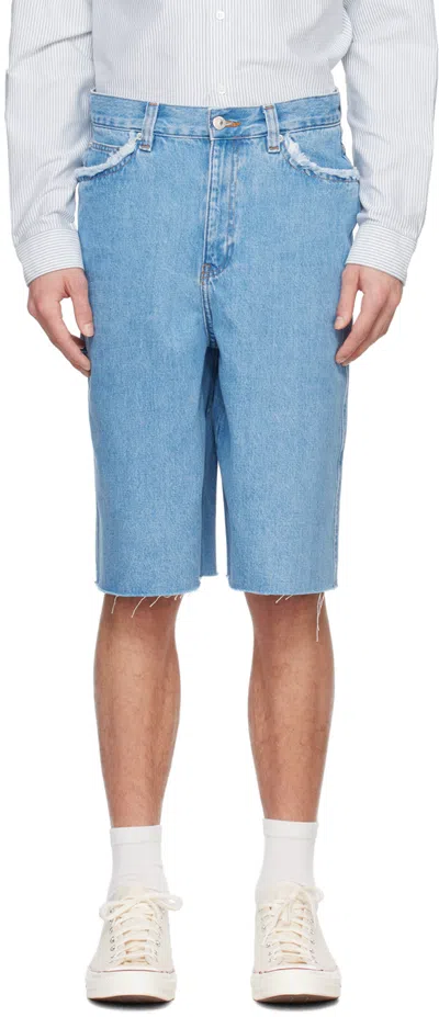 Apc Oakland Mid-rise Denim Shorts In Iab Light Blue