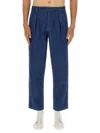 Apc A.p.c. Blue Organic Cotton Trousers In Blue