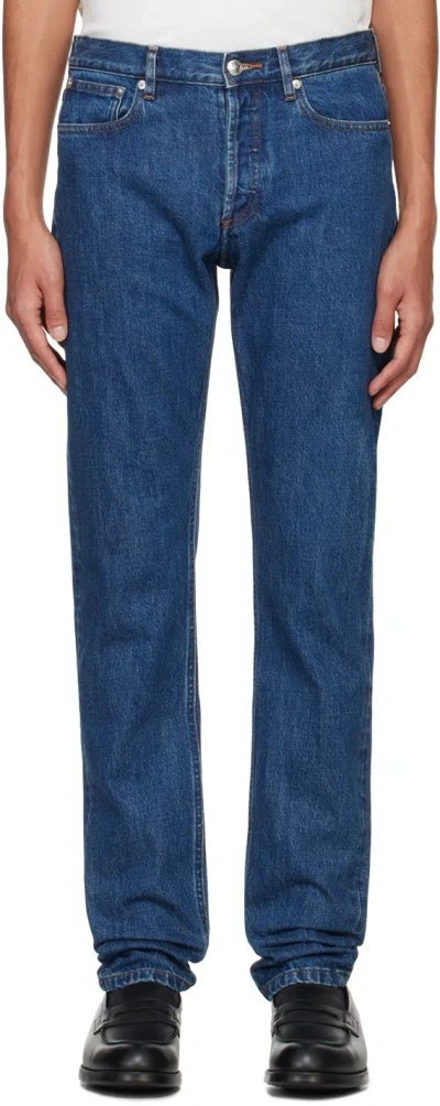 Apc Blue Petit New Standard Jeans In Ial Washed Indigo