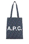 Apc Printed Canvas Lou Shopping Bag In Blue