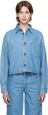 Apc Blue Samantha Denim Overshirt In Ial Washed Indigo