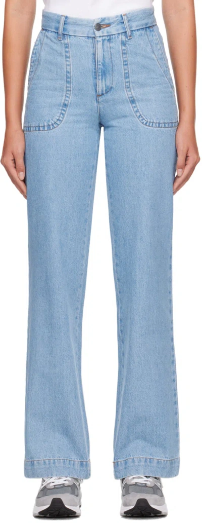 Apc A.p.c. High Waisted Straight In Iab Light Blue