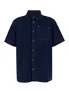 APC BLUE SHORT SLEEVE SHIRT WITH PATCH POCKET IN COTTON DENIM MAN