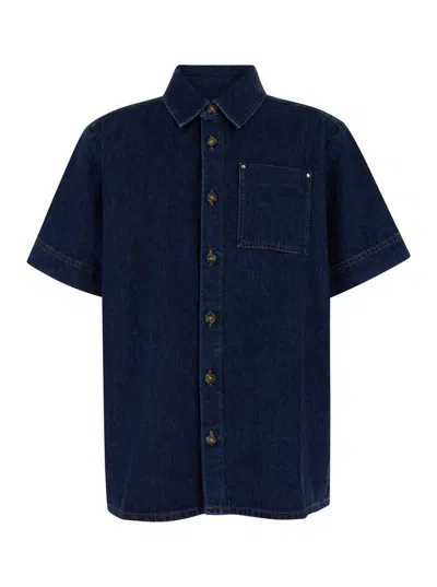 Apc Gil Patch-pocket Denim Shirt In Blue