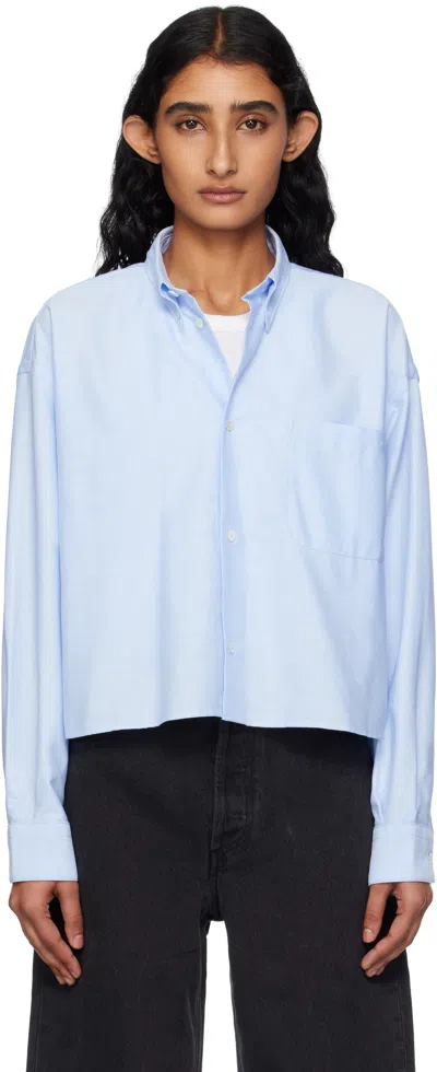 Apc A.p.c. Sophia Cropped Cotton Shirt In Blue