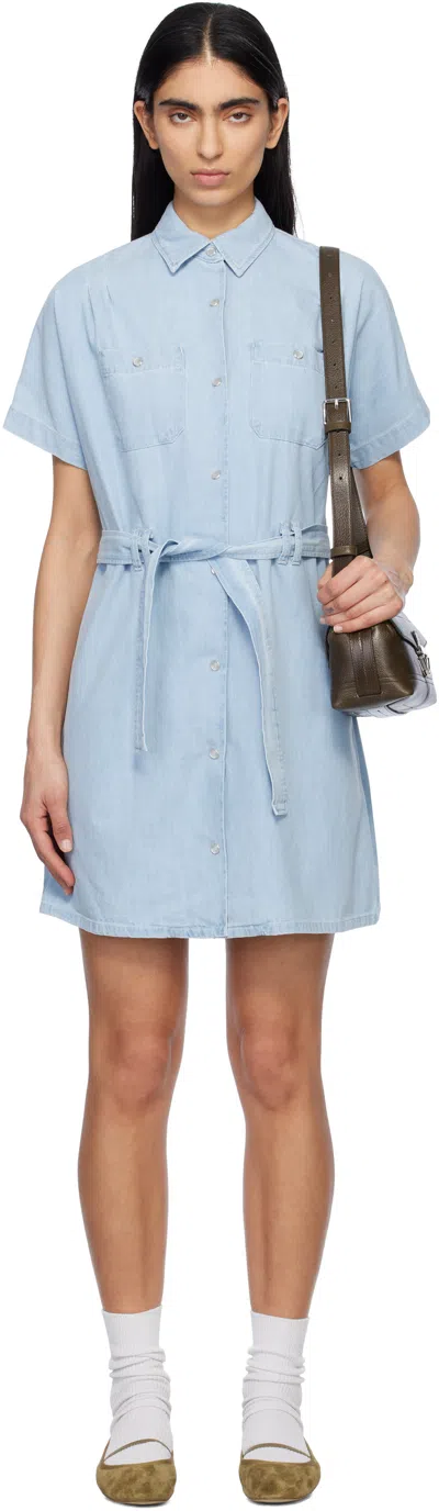 Apc Blue Suzanne Denim Minidress In Bleu Pale
