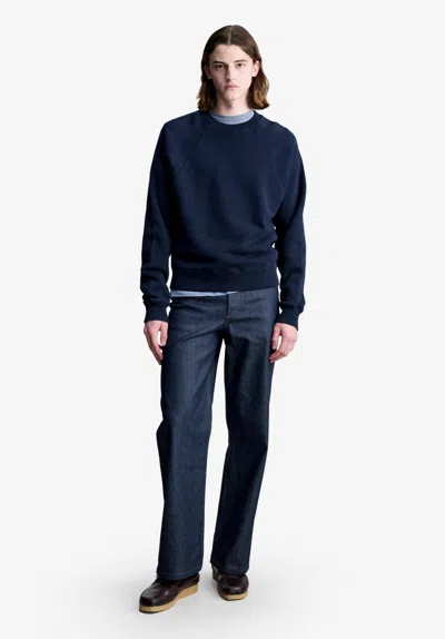 A.p.c. Blue Sweatshirt With Raglan Sleeves S Navy Blue