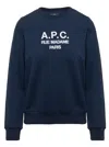 Apc Blue Tina Sweatshirt In Fleece Cotton With Logo Embroidery To The Chest A.p.c. Woman In Blue