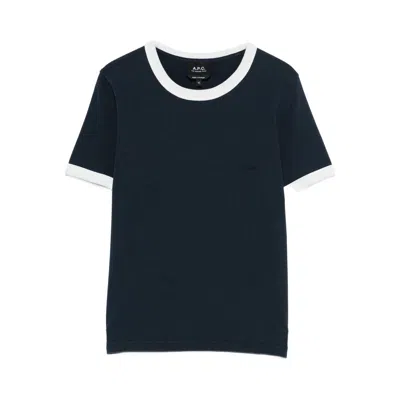 Apc A.p.c. Contrasting-trims T-shirt In Blue