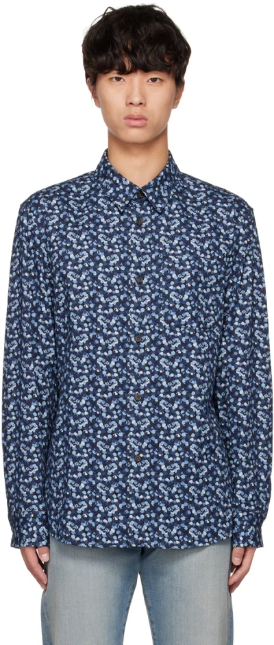 Apc Blue Trek Shirt In Iaa Blue