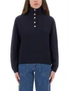 Apc A.p.c. Thea Wool Turtle Neck Sweater In Blue