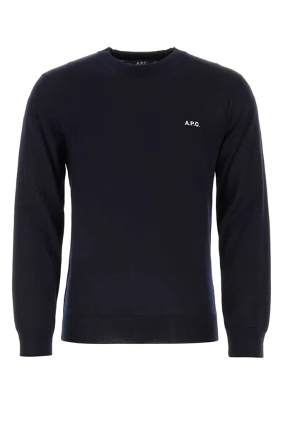 Apc A.p.c. Blue Wool Blend Axel Sweater In Navy