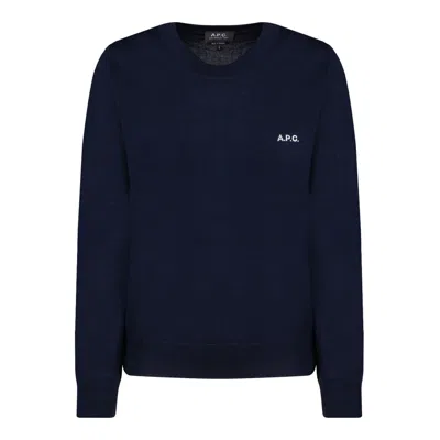 Apc A.p.c. Blue Wool Sweater In Black