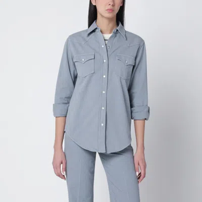 Apc A.p.c. Blue-grey Cotton Shirt Women In Gray