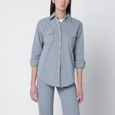 A.p.c. Blue-grey Cotton Shirt In Multi