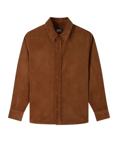 APC A.P.C. BOBBY LOGO EMBROIDERED CORDUROY SHIRT