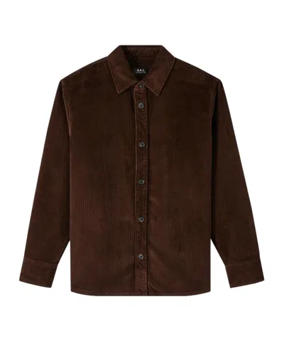 Apc Bobby Logo Shirt In Brown