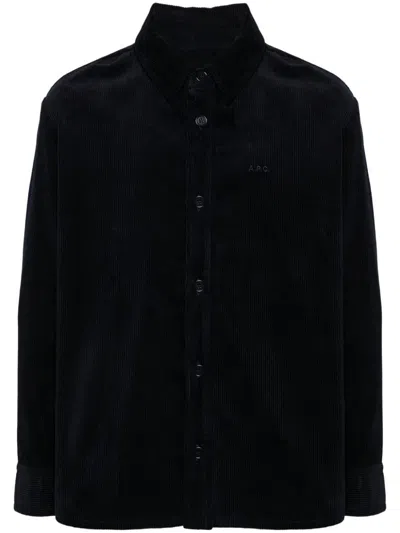 Apc Cotton Twill Shirt Jacket In Blue