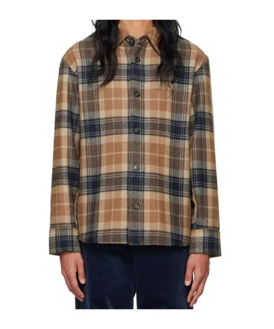 Apc Tan & Navy Bobby Overshirt In Baa Beige