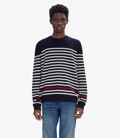 Apc Striped Round Neck Sweater In Black