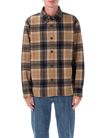 Apc A.p.c. Bobby Tartan Wool Overshirt In Brown