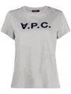 Apc Grey Flocked-logo Cotton T-shirt