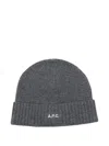 Apc Ribbed Wool Beanie In Gray