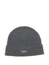 Apc Ribbed Wool Beanie In Gray