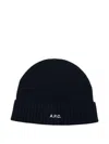 Apc Ribbed Wool Beanie In Blue