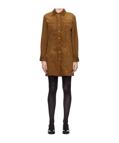 Apc Bonnie Long-sleeved Dress In Brown