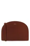 Apc Demi-lune Leather Logo Crossbody With Adjustable Strap In Brown