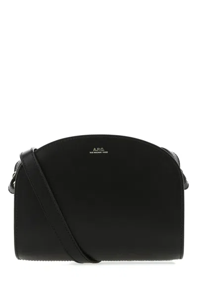 APC A.P.C. BLACK LEATHER MINI DEMI LUNE SHOULDER BAG