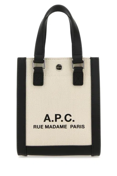 APC A.P.C. TWO-TONE CANVAS AND LEATHER CAMILLE 2.0 MINI HANDBAG