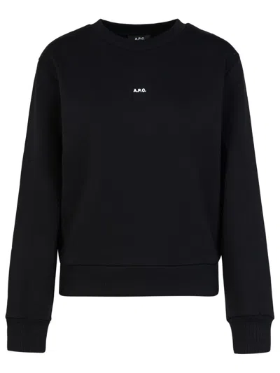 A.p.c. Logo Cotton Sweatshirt In Black